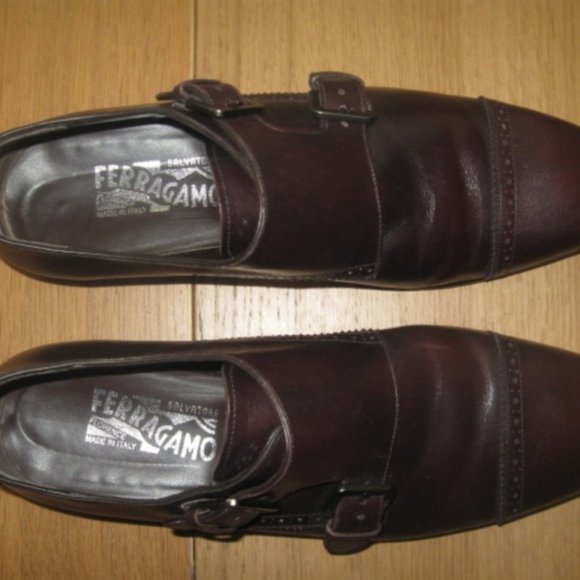 Salvatore Ferragamo Brown Brighton Tramezza Double-Monk Leather Loafers main image 5